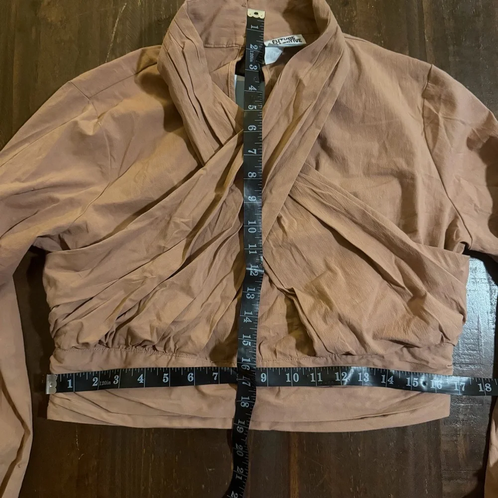 NWT Future Collective Taupe Wrap Blouse - Size M